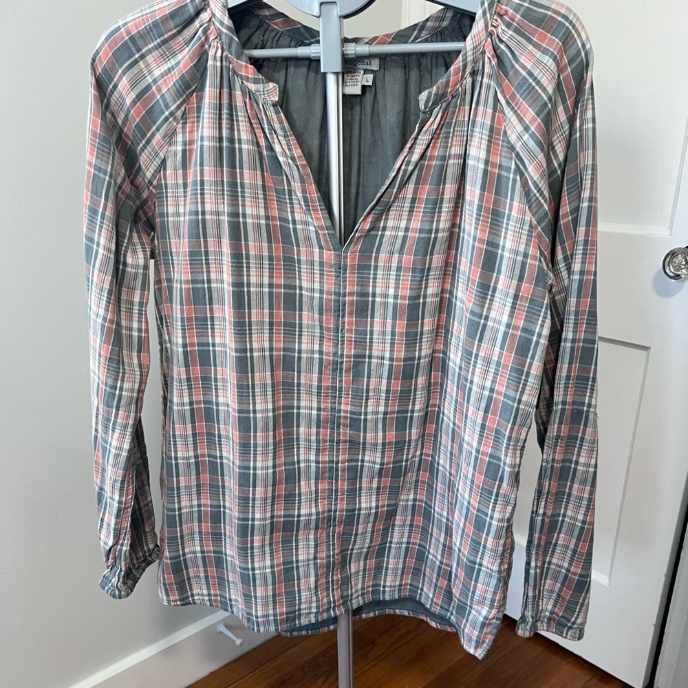 Carbon 2 Cobalt Plaid vneck popover